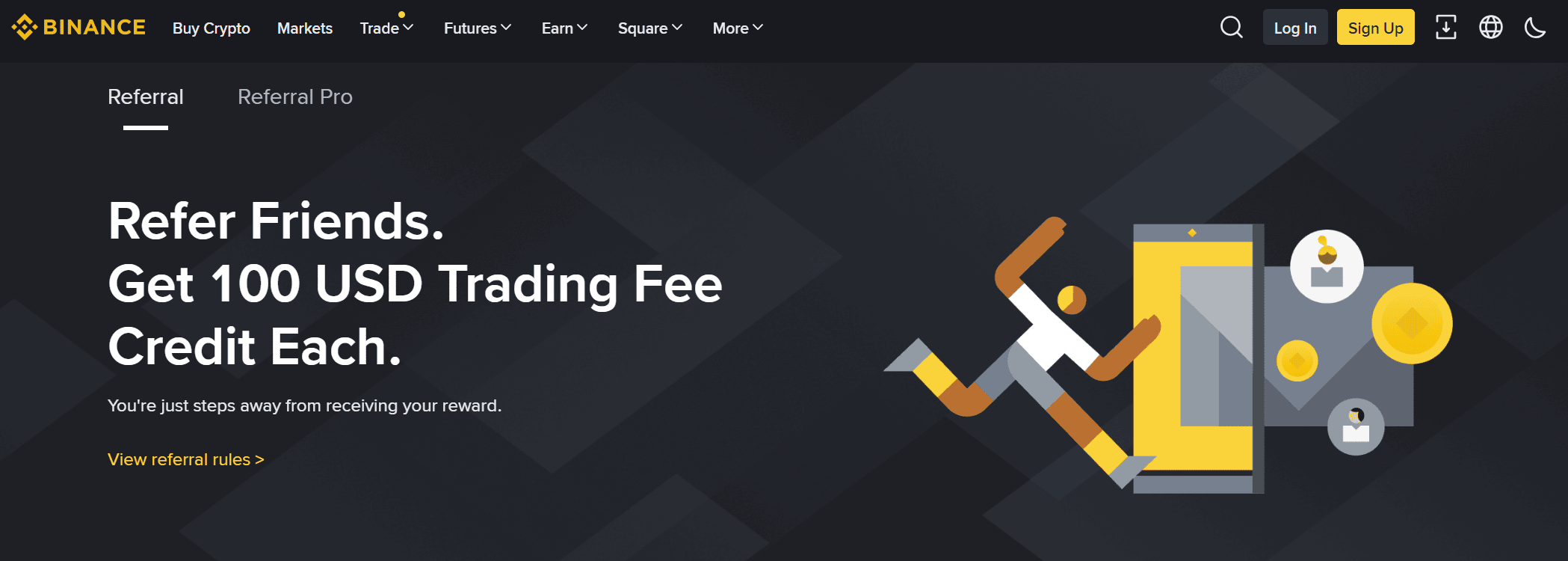 Binance program napotitev in afilijatni program struktura provizij